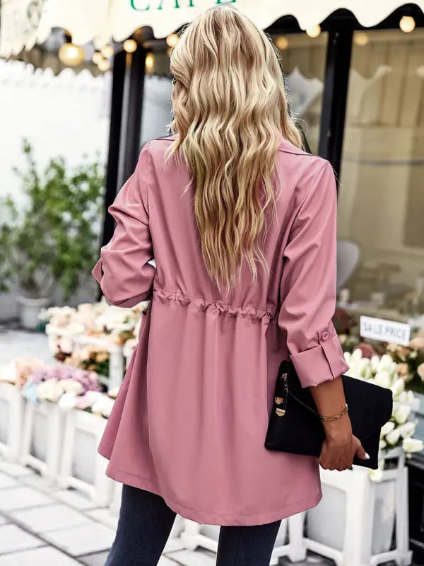 Blue Zone Planet | lapel drawstring trench coat BLUE ZONE PLANET
