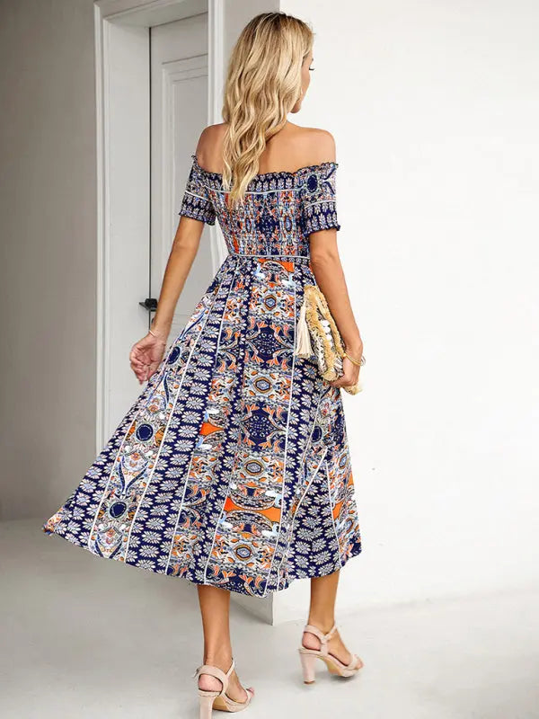 Blue Zone Planet |  one-shoulder bohemian slit dress BLUE ZONE PLANET