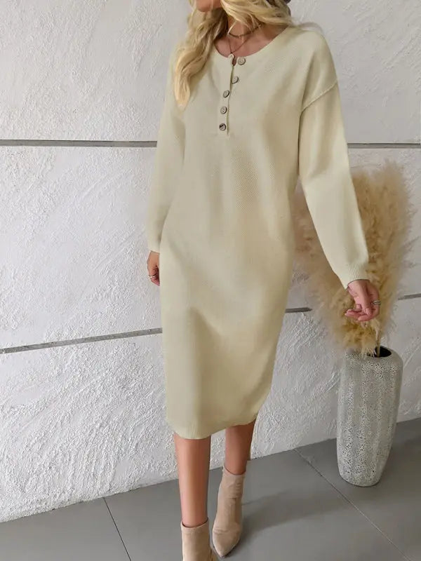 Blue Zone Planet | round neck sweater dress BLUE ZONE PLANET