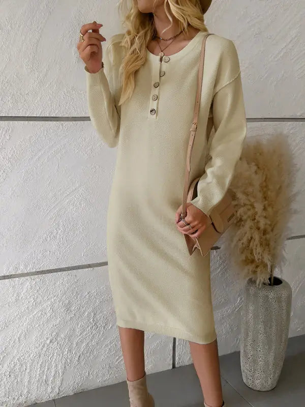 Blue Zone Planet | round neck sweater dress BLUE ZONE PLANET