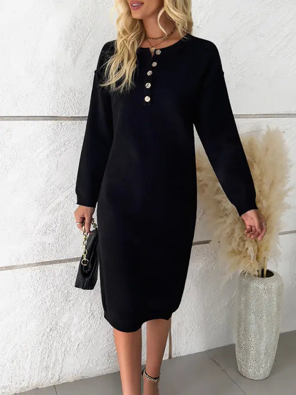 Blue Zone Planet | round neck sweater dress BLUE ZONE PLANET