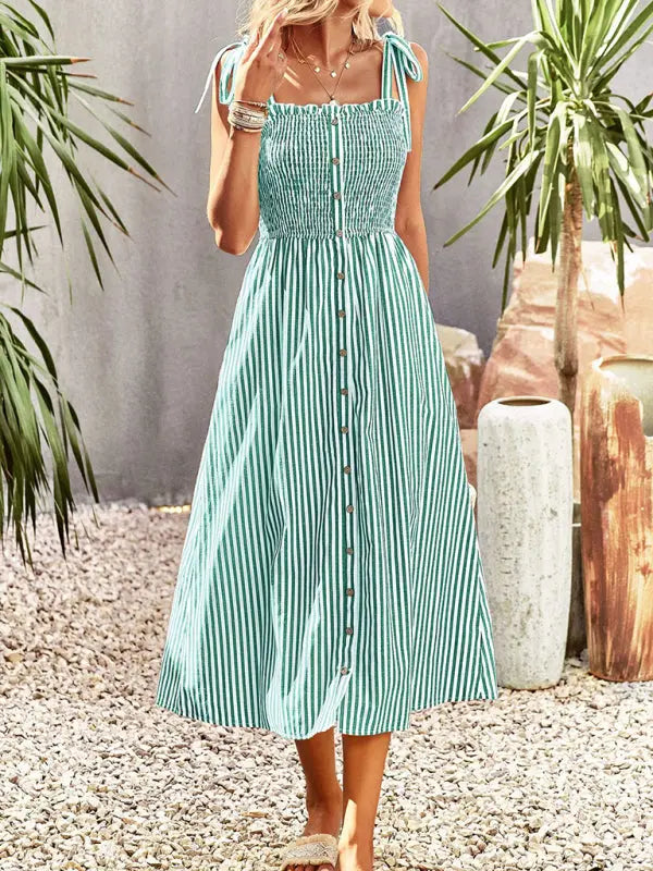 Blue Zone Planet | striped elegant spaghetti strap dress BLUE ZONE PLANET