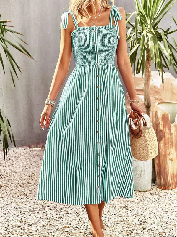 Blue Zone Planet | striped elegant spaghetti strap dress BLUE ZONE PLANET