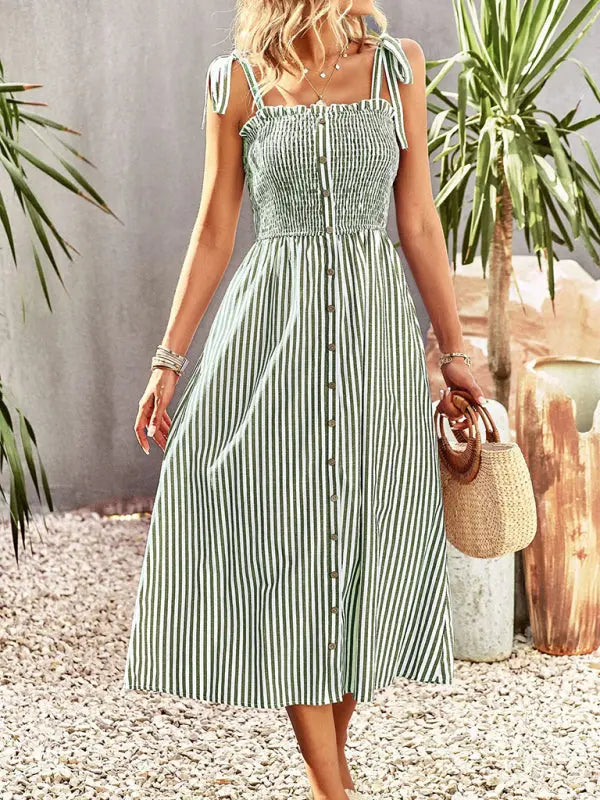 Blue Zone Planet | striped elegant spaghetti strap dress BLUE ZONE PLANET