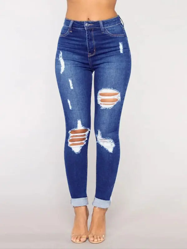 Blue Zone Planet | trendy ripped washed jeans BLUE ZONE PLANET