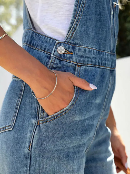 Blue Zone Planet | washed blue overalls jeans jumpsuit BLUE ZONE PLANET