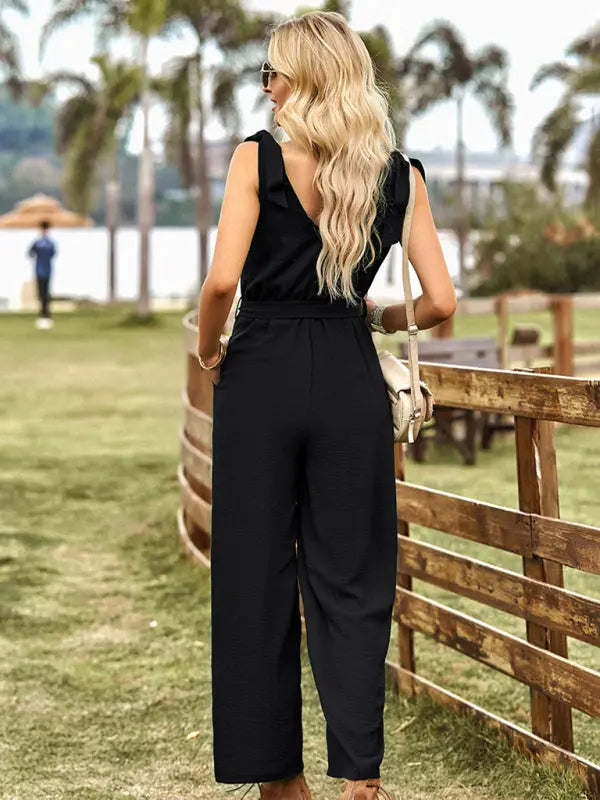 Blue Zone Planet |  woven commuting waist slimming sleeveless jumpsuit BLUE ZONE PLANET