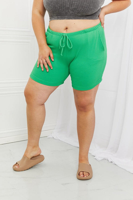 Blumin Apparel Too Good Full Size Ribbed Shorts in Green-TOPS / DRESSES-[Adult]-[Female]-Mid Green-S-2022 Online Blue Zone Planet