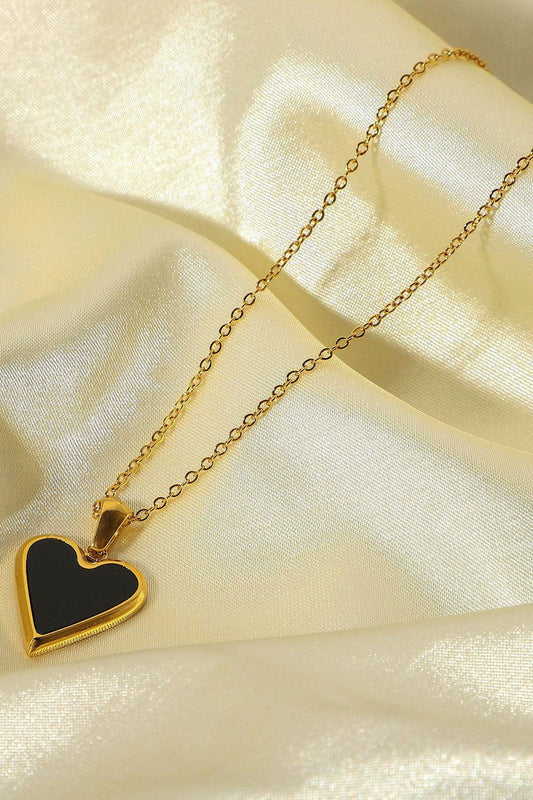 Bordered Heart Chain Necklace-TOPS / DRESSES-[Adult]-[Female]-Black-One Size-Blue Zone Planet