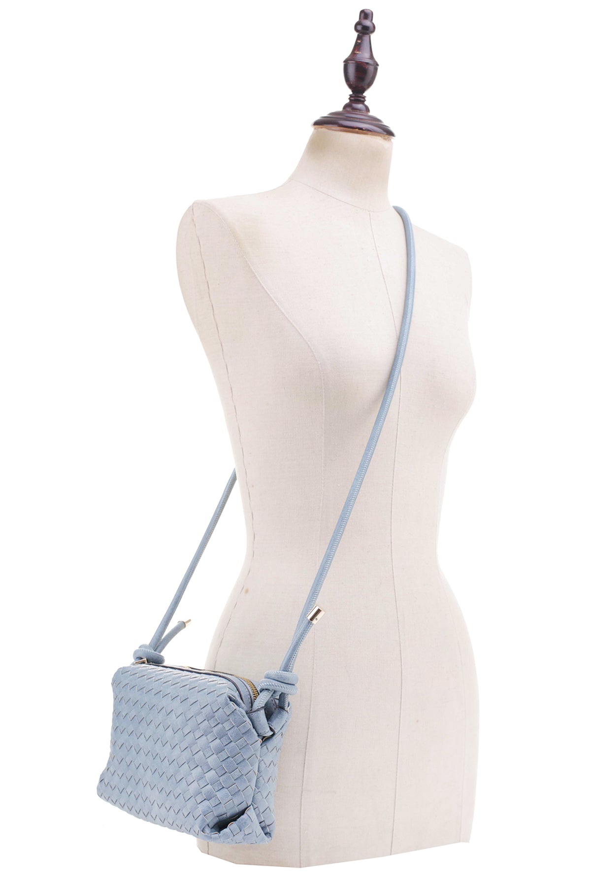 Braid Texture Zipper Crossbody Bag Blue Zone Planet