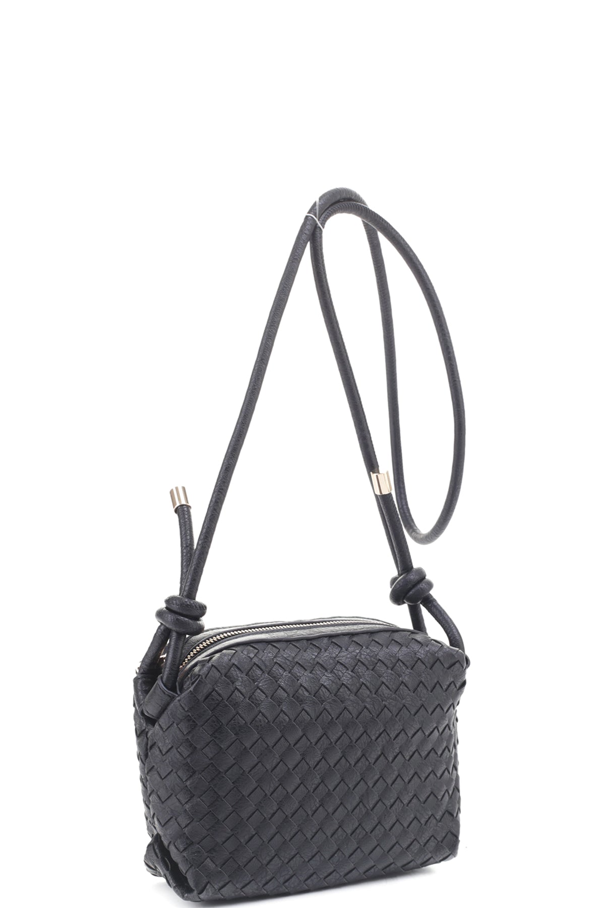 Braid Texture Zipper Crossbody Bag Blue Zone Planet