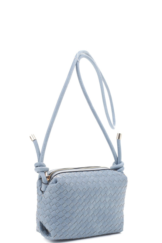 Braid Texture Zipper Crossbody Bag Blue Zone Planet