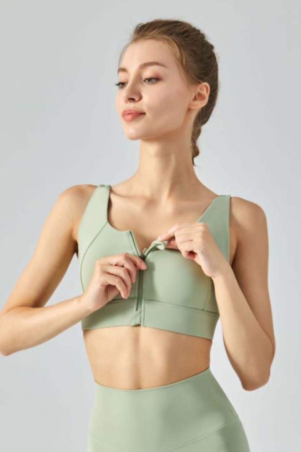 Breathable Zip-Up Sports Bra-TOPS / DRESSES-[Adult]-[Female]-Mint-S-2022 Online Blue Zone Planet