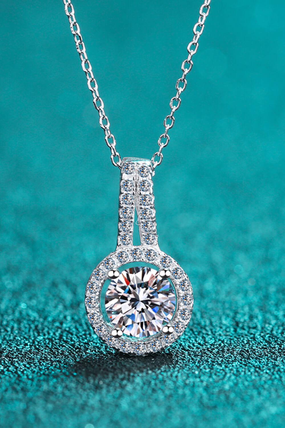 Build You Up Moissanite Round Pendant Chain Necklace-NECKLACES-[Adult]-[Female]-Silver-One Size-2022 Online Blue Zone Planet