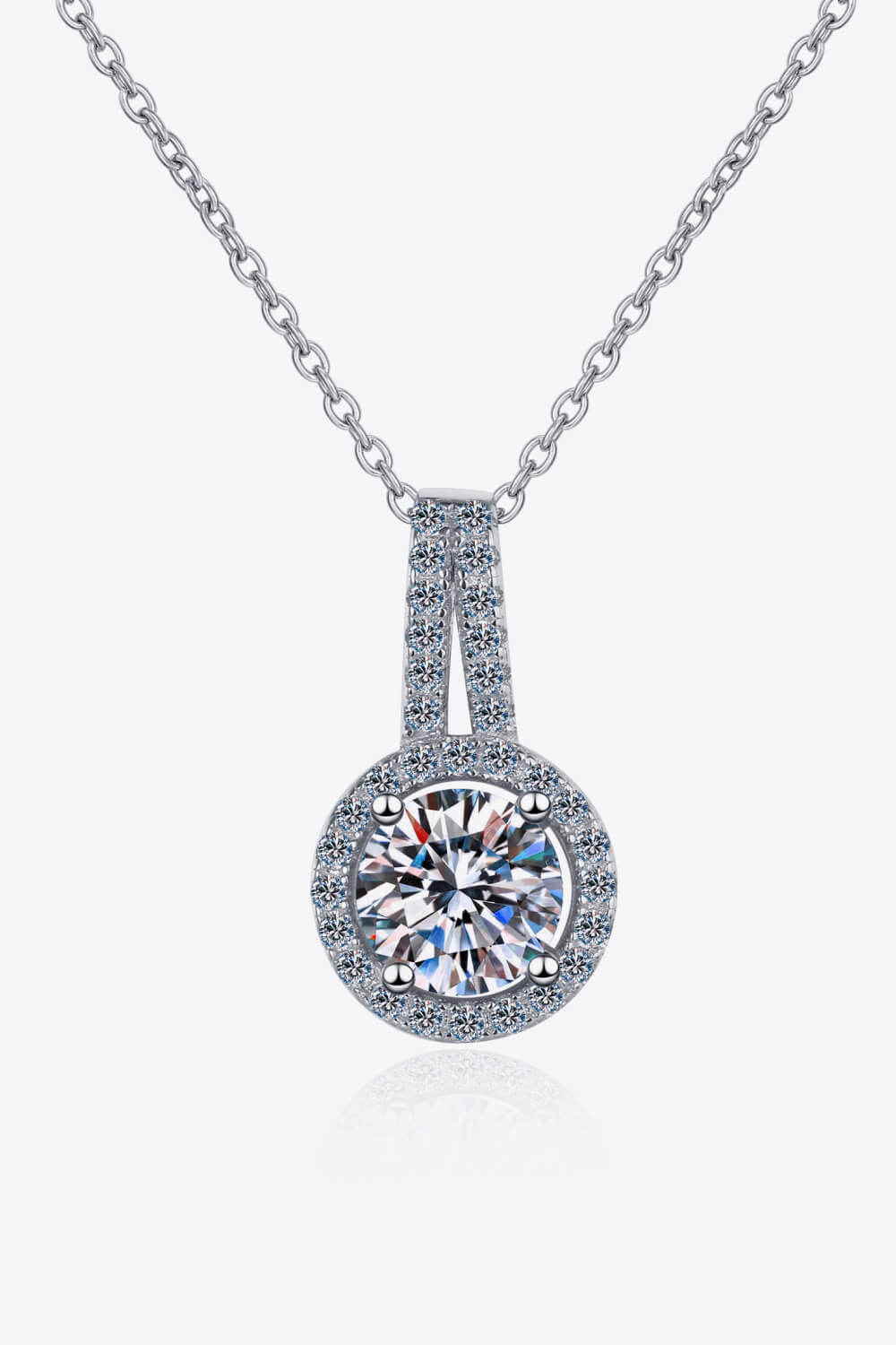 Build You Up Moissanite Round Pendant Chain Necklace-NECKLACES-[Adult]-[Female]-Silver-One Size-2022 Online Blue Zone Planet