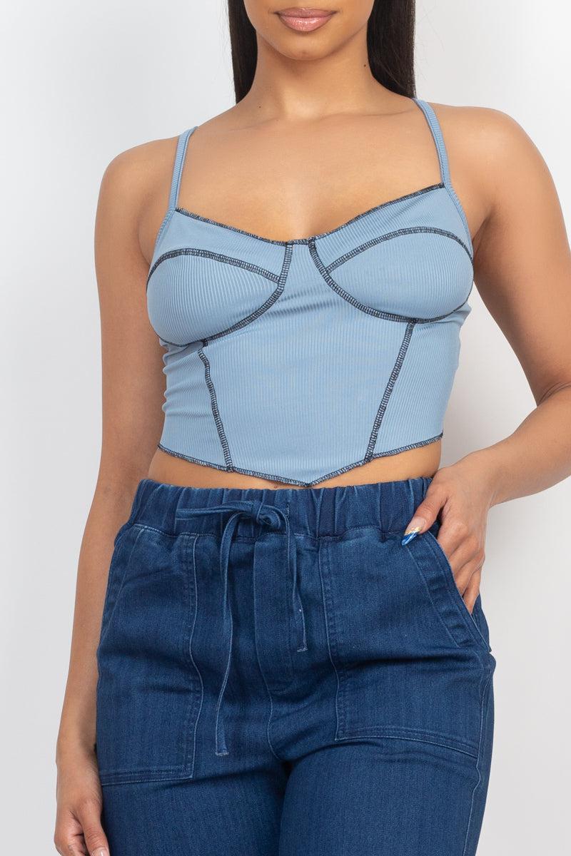 Bustier Sleeveless Ribbed Top Blue Zone Planet