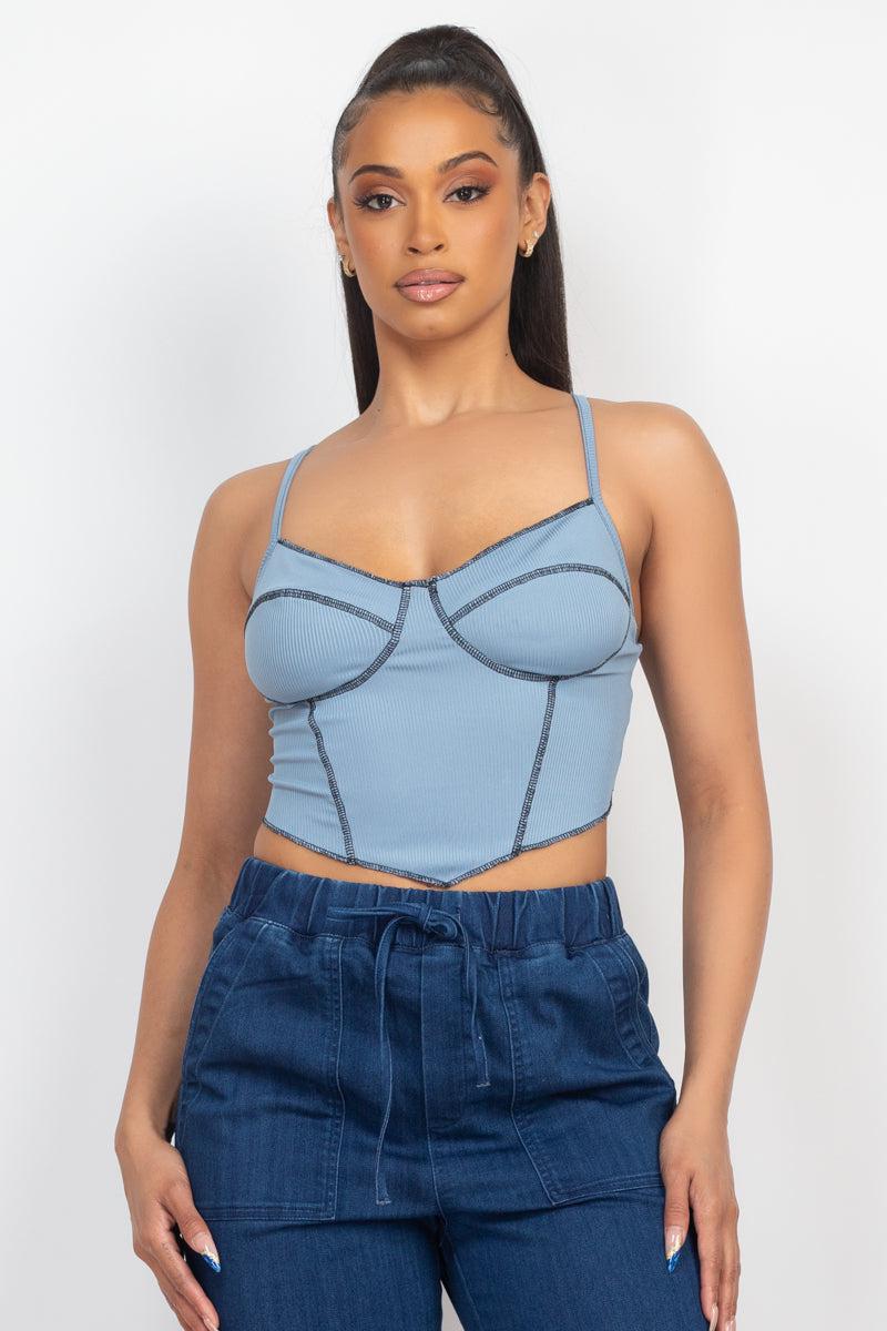 Bustier Sleeveless Ribbed Top Blue Zone Planet