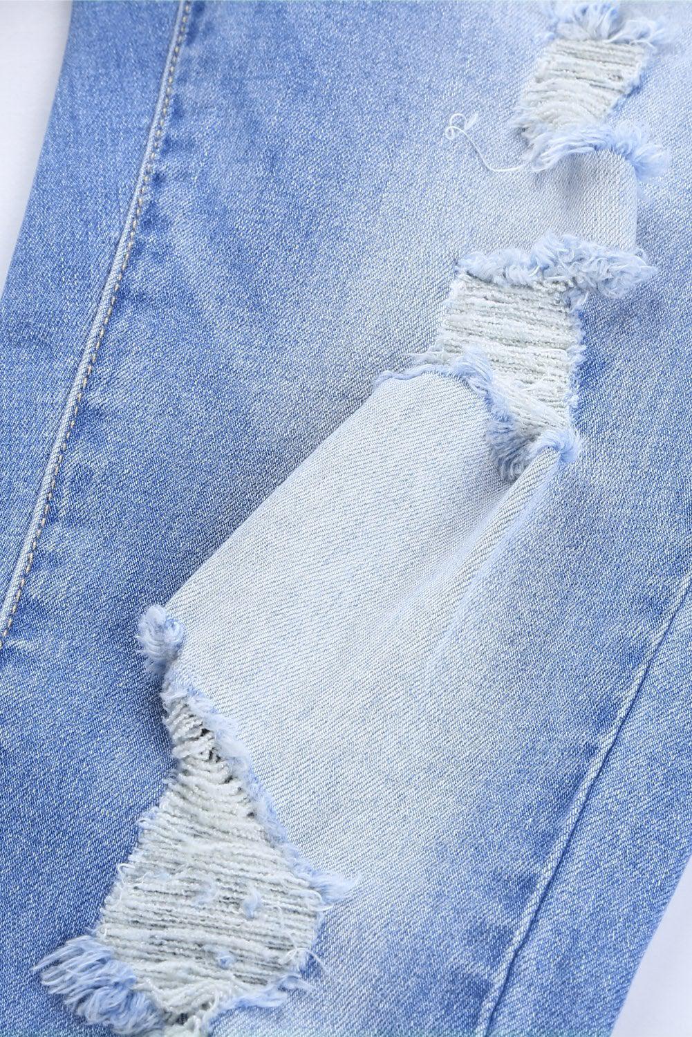 Button Front Frayed Ankle Skinny Jeans-TOPS / DRESSES-[Adult]-[Female]-Blue Zone Planet