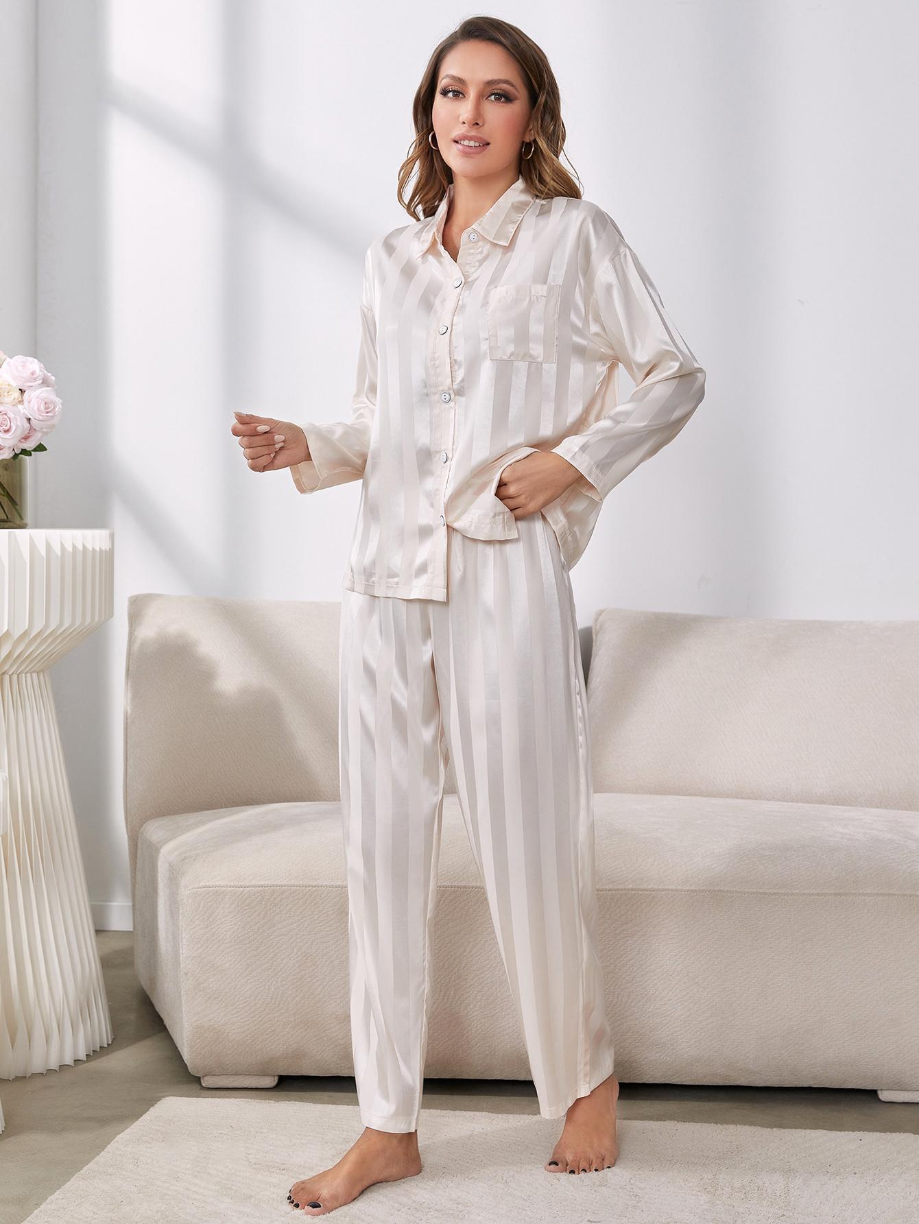 Button-Up Shirt and Pants Pajama Set-TOPS / DRESSES-[Adult]-[Female]-2022 Online Blue Zone Planet
