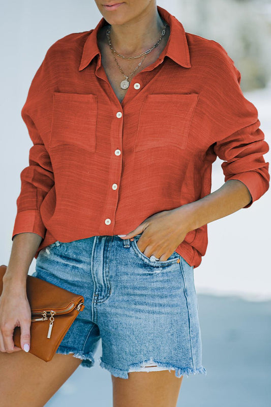 Button-Up Shirt with Breast Pockets BLUE ZONE PLANET