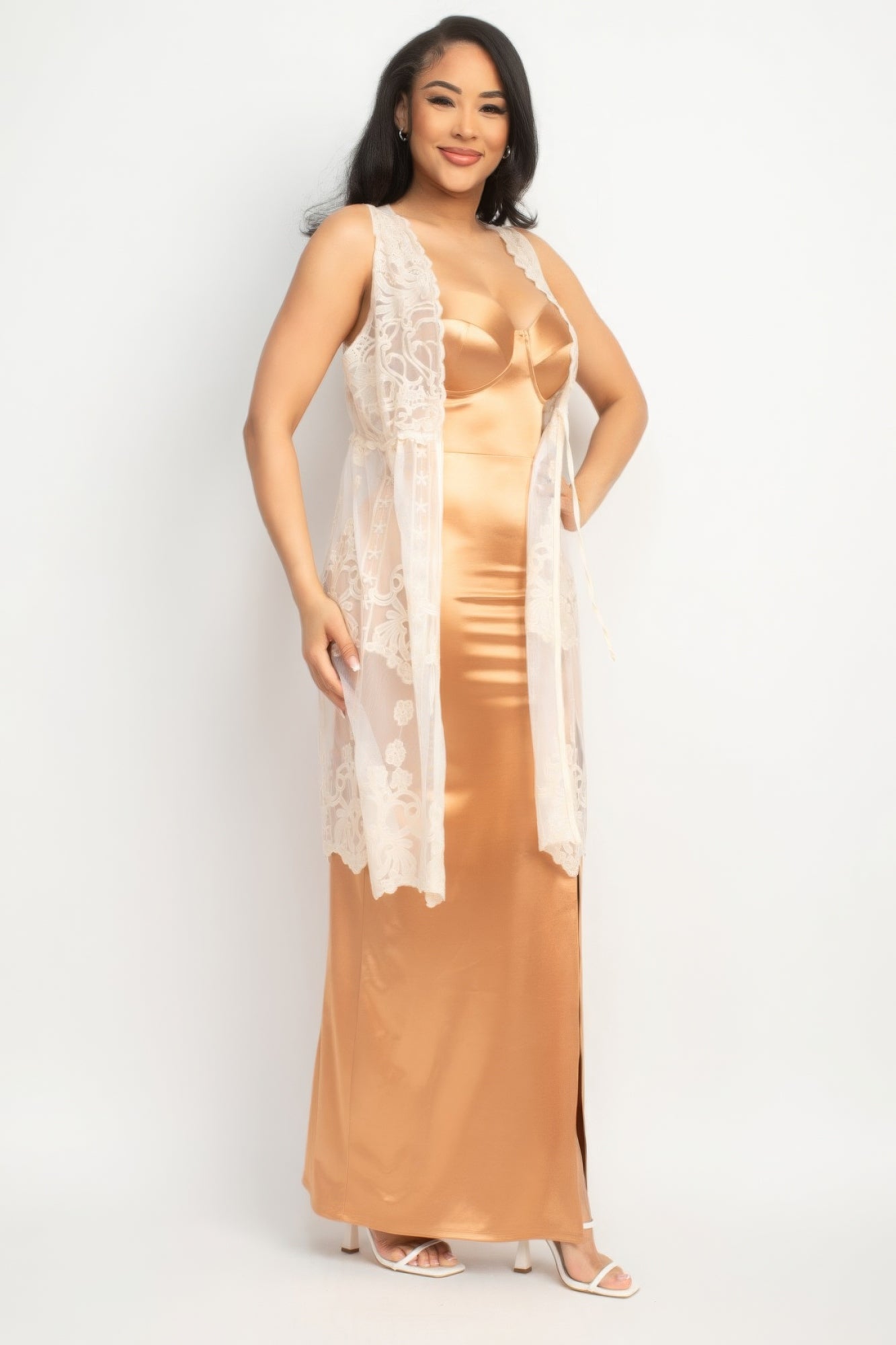 Elena's Sheer Embroidered Lace Vest Blue Zone Planet