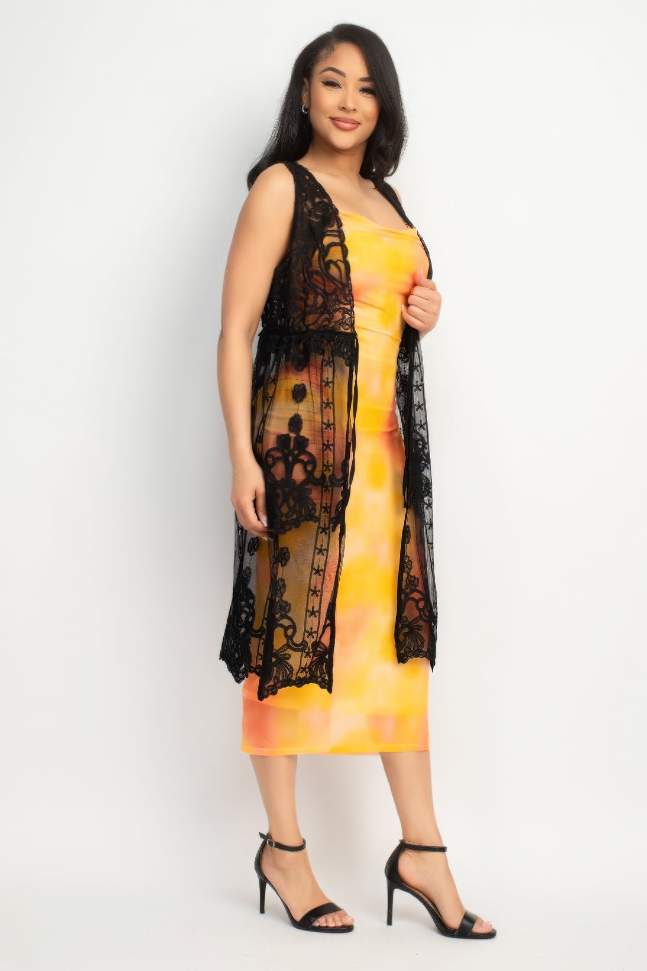 Elena's Sheer Embroidered Lace Vest Blue Zone Planet