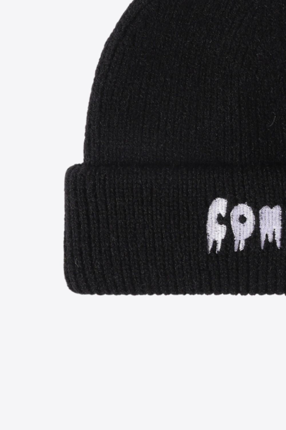 COME ON Embroidered Cuff Knit Beanie BLUE ZONE PLANET