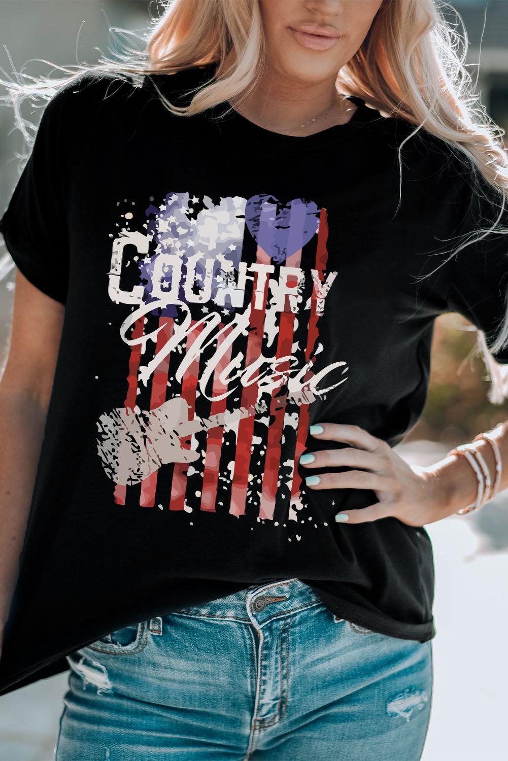 COUNTRY MUSIC Graphic Tee Shirt BLUE ZONE PLANET