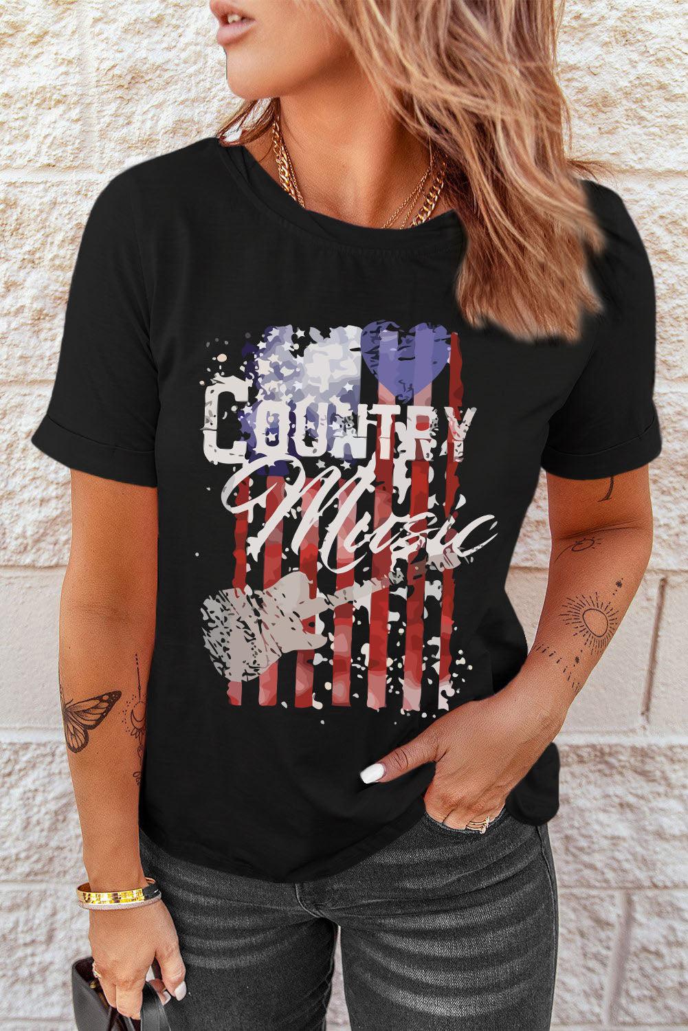 COUNTRY MUSIC Graphic Tee Shirt BLUE ZONE PLANET