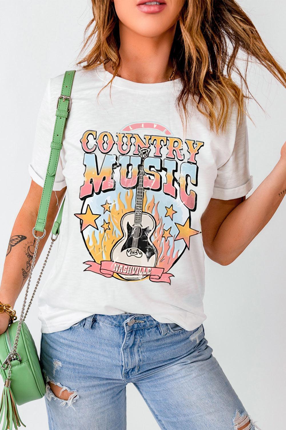 COUNTRY MUSIC NASHVILLE Graphic Tee Shirt BLUE ZONE PLANET