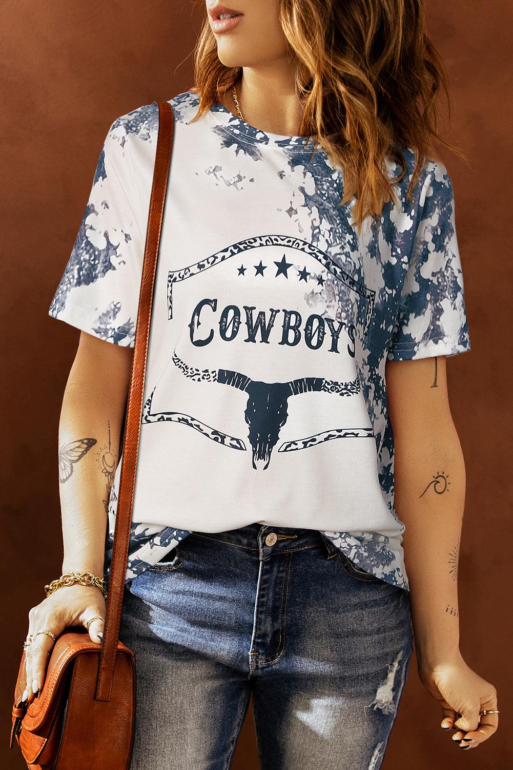 COWBOYS Graphic Tie-Dye Tee BLUE ZONE PLANET