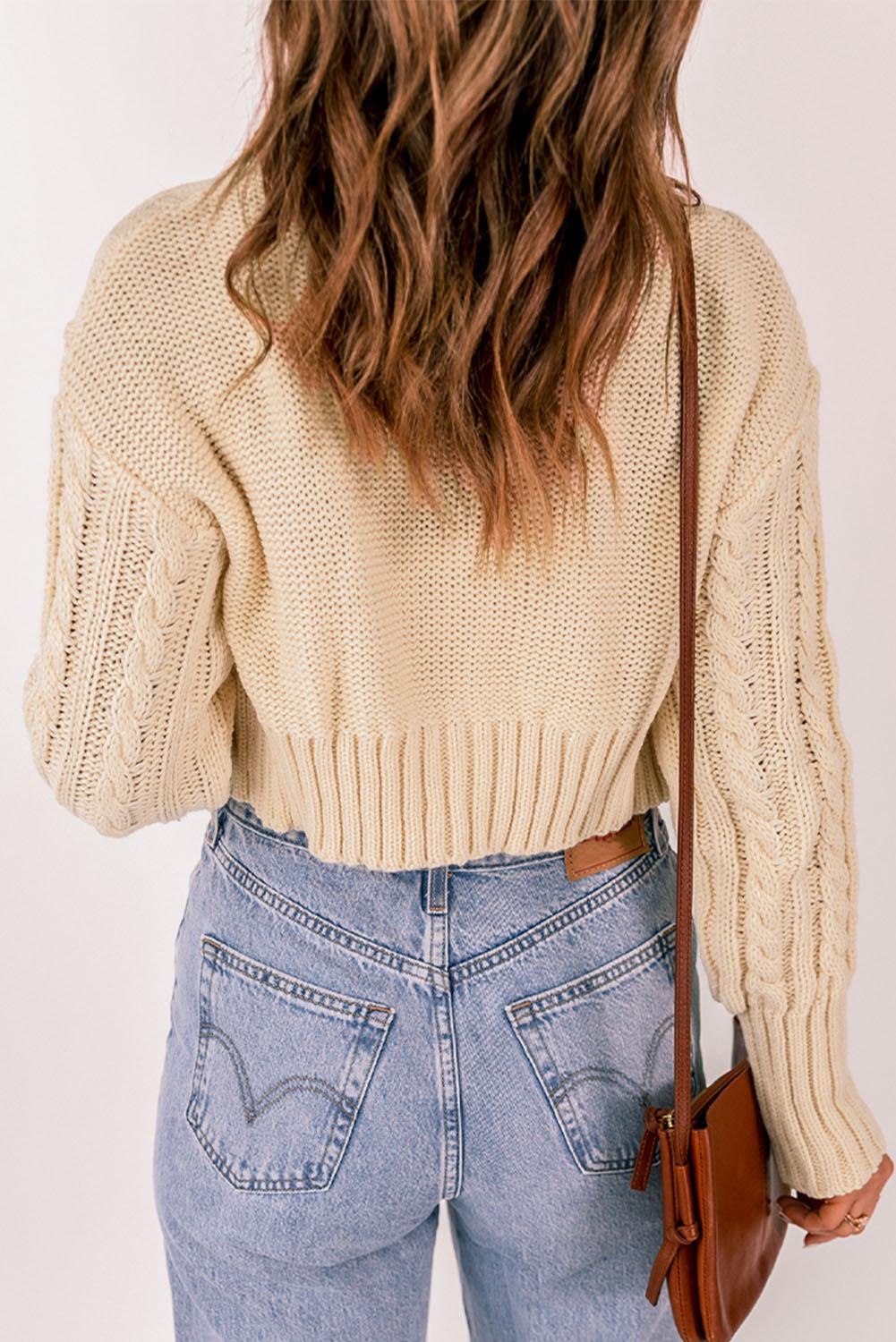 Cable-Knit Cropped Cardigan and Cami Set-TOPS / DRESSES-[Adult]-[Female]-Blue Zone Planet
