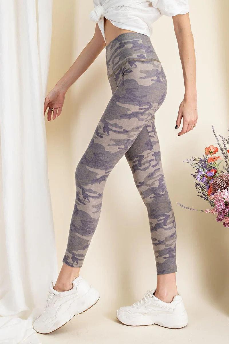 Camouflage Printed Rayon Spandex Leggings Blue Zone Planet