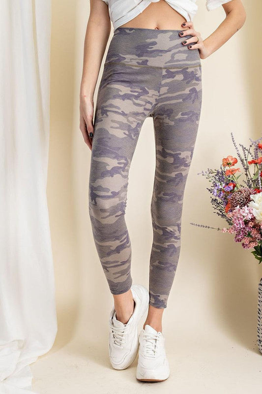 Camouflage Printed Rayon Spandex Leggings Blue Zone Planet