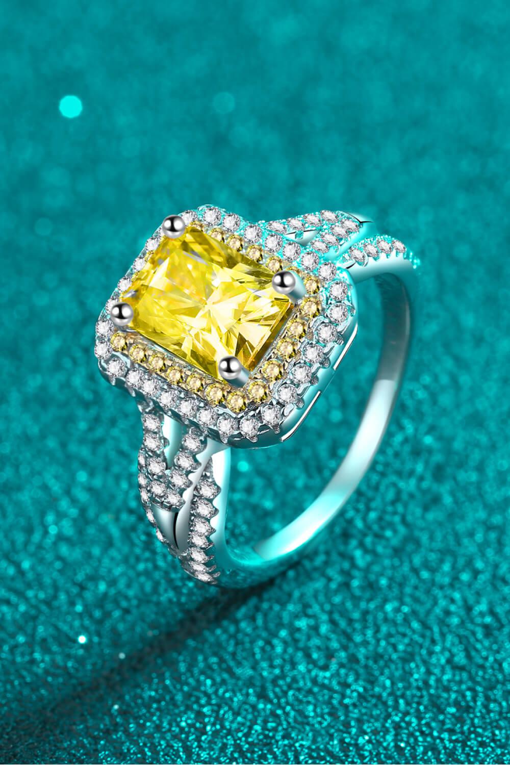 Can't Stop Your Shine 2 Carat Moissanite Ring-RINGS-[Adult]-[Female]-Yellow-4-2022 Online Blue Zone Planet