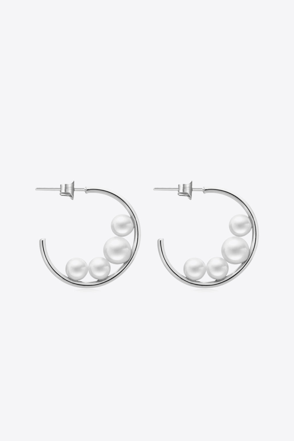 Can't Stop Your Shine Pearl C-Hoop Earrings BLUE ZONE PLANET