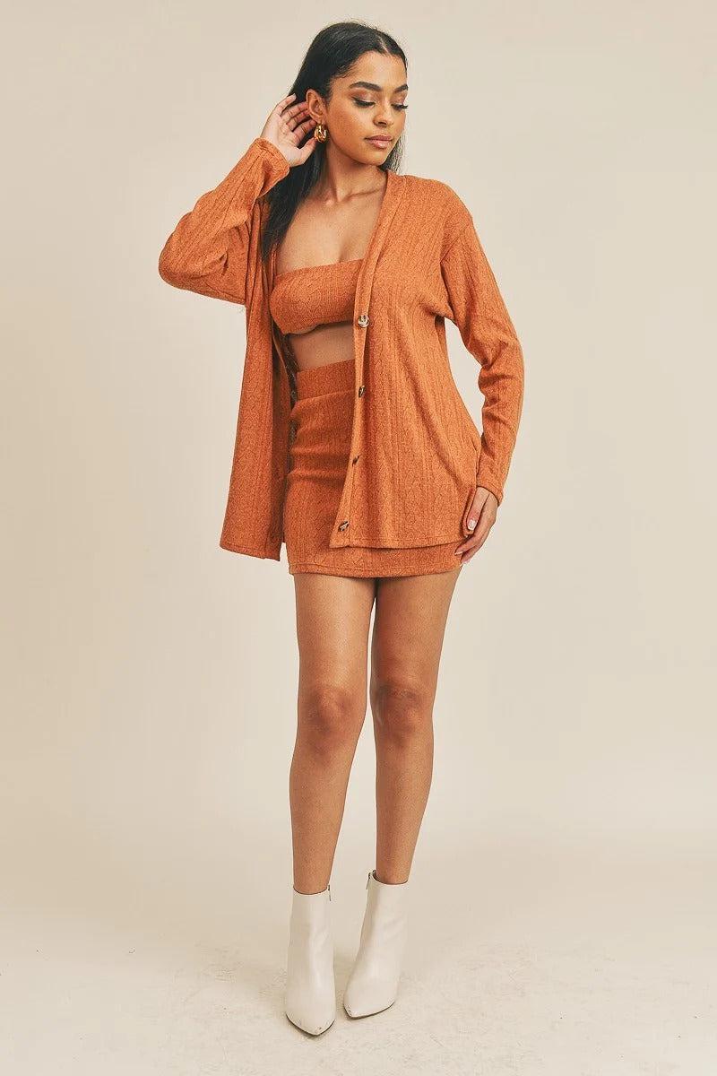 Cardigan Solid Color 3 Piece Set Blue Zone Planet
