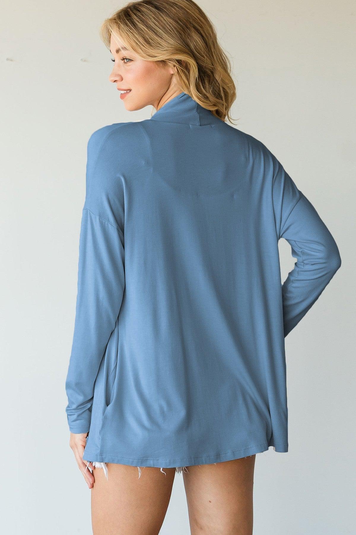 Casual Cardigan Featuring Collar And Side Pockets-[Adult]-[Female]-Blue Zone Planet