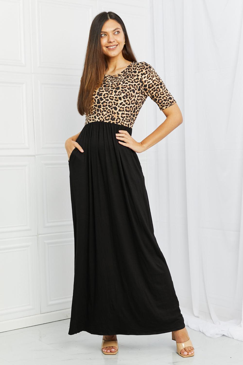Celeste Essential Full Size Maxi Dress in Leopard-TOPS / DRESSES-[Adult]-[Female]-2022 Online Blue Zone Planet