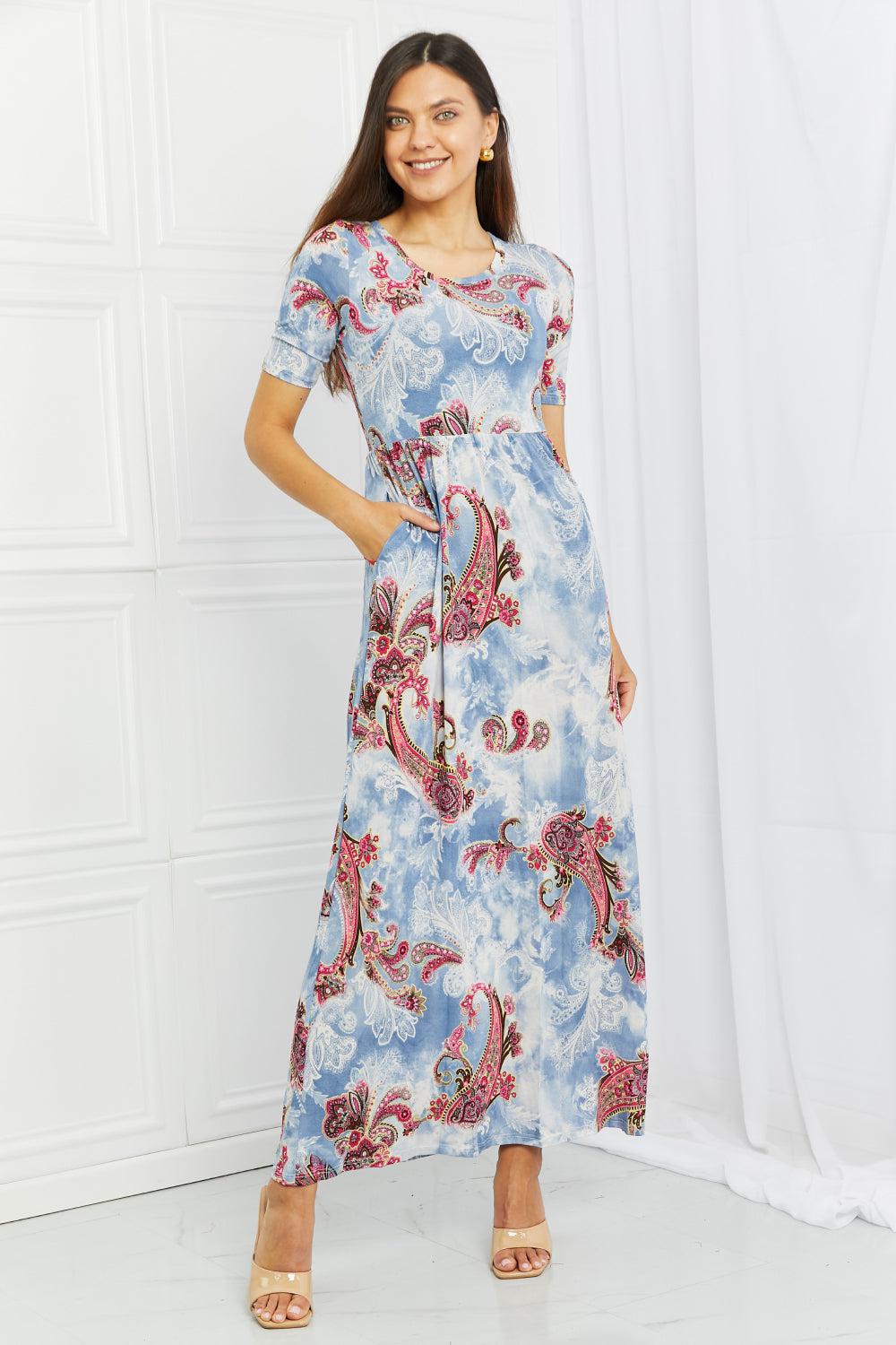 Celeste In My Feels Full Size Paisley Maxi Dress-TOPS / DRESSES-[Adult]-[Female]-2022 Online Blue Zone Planet
