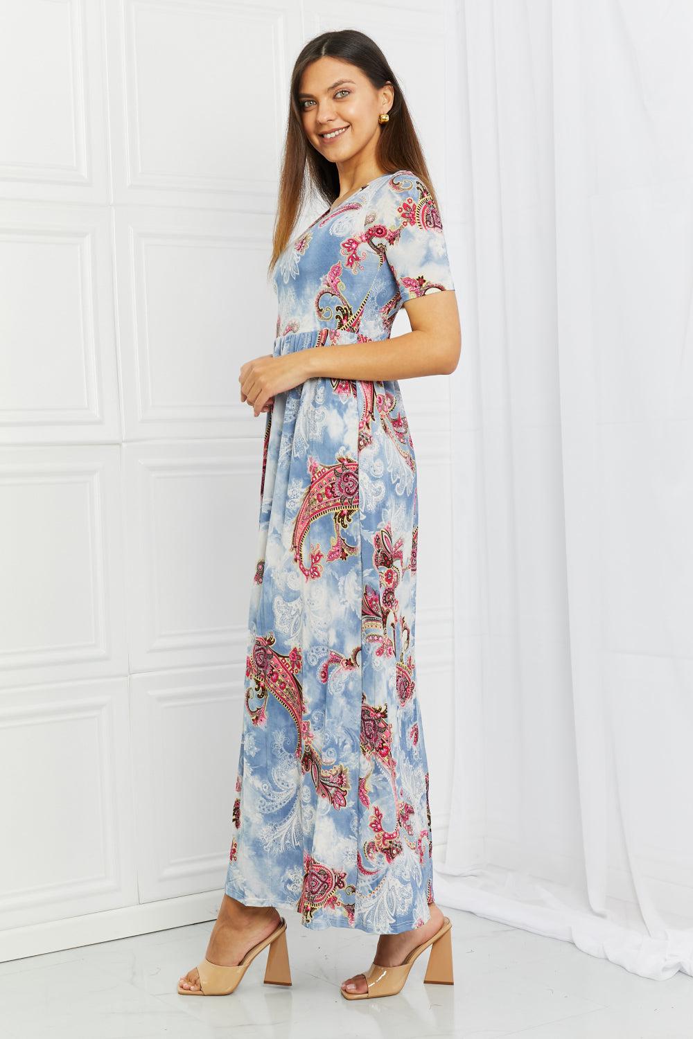 Celeste In My Feels Full Size Paisley Maxi Dress-TOPS / DRESSES-[Adult]-[Female]-2022 Online Blue Zone Planet