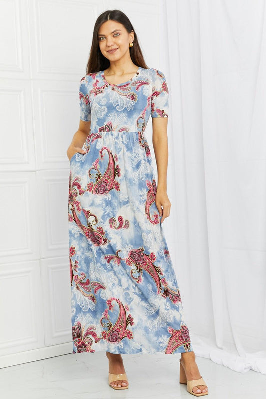 Celeste In My Feels Full Size Paisley Maxi Dress-TOPS / DRESSES-[Adult]-[Female]-Misty Blue-S-2022 Online Blue Zone Planet