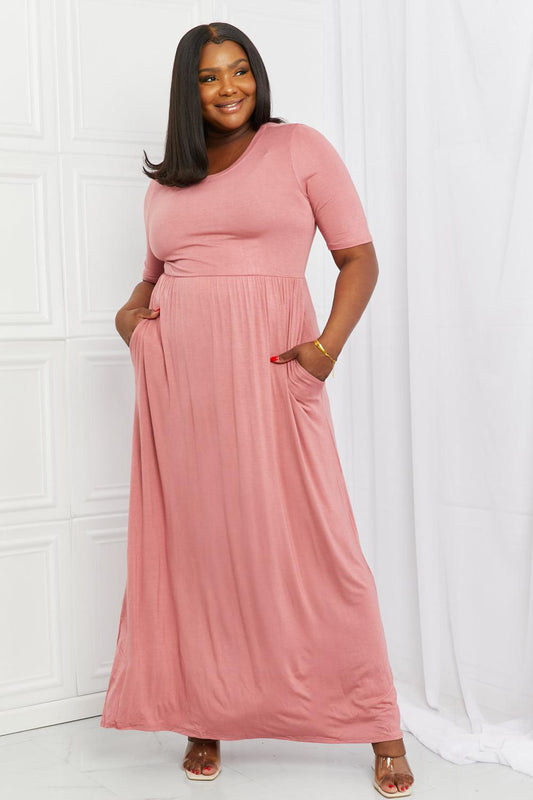 Celeste Sweetheart Full Size Short Sleeve Maxi Dress in Light Mauve-TOPS / DRESSES-[Adult]-[Female]-Light Mauve-S-2022 Online Blue Zone Planet