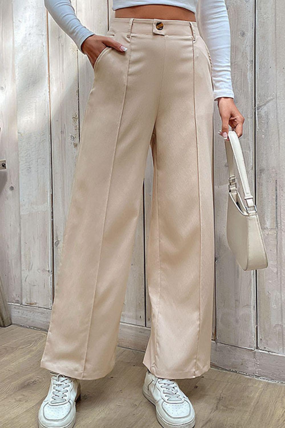 Center Seam Wide Leg Pants BLUE ZONE PLANET