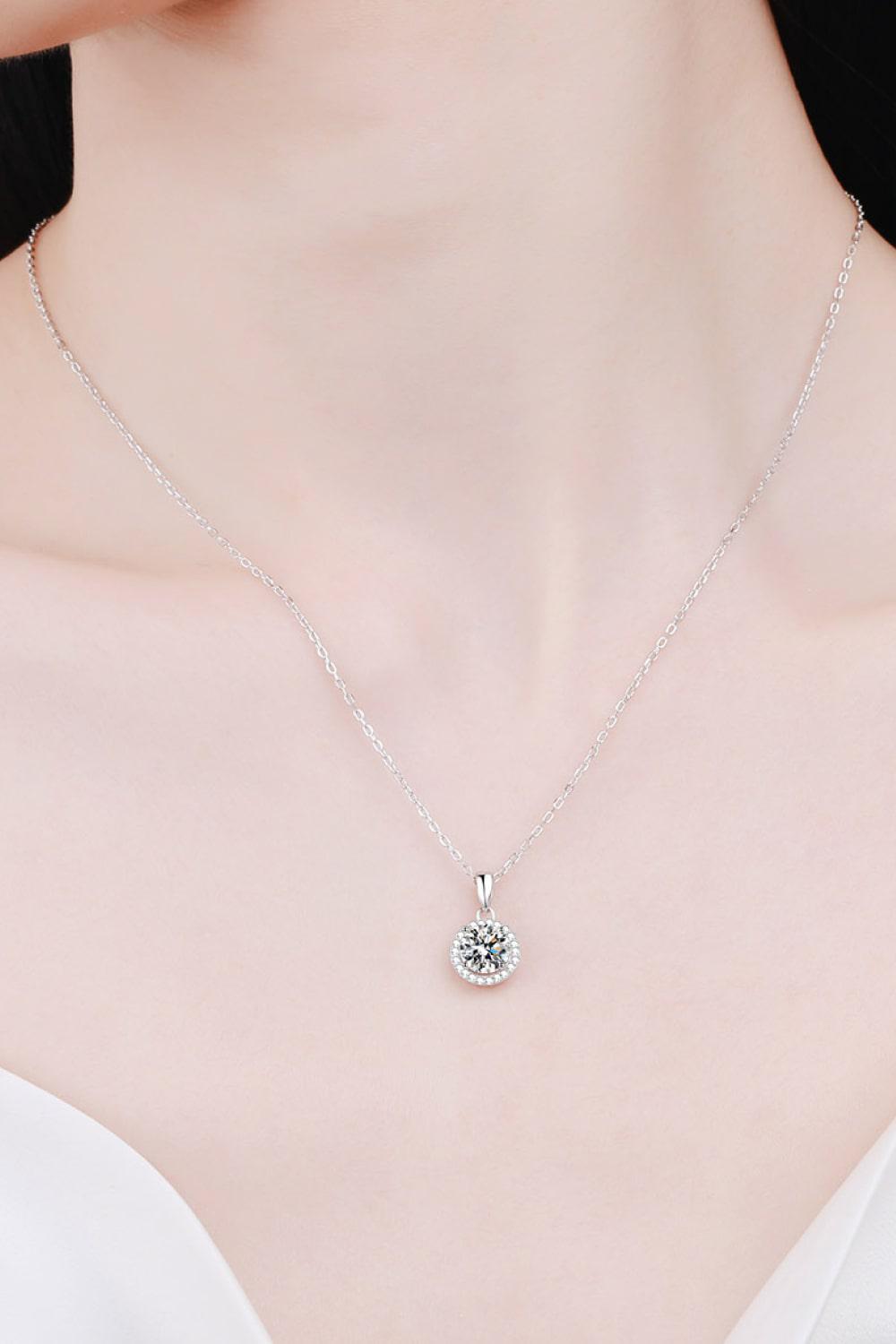 Chance to Charm 1 Carat Moissanite Round Pendant Chain Necklace BLUE ZONE PLANET