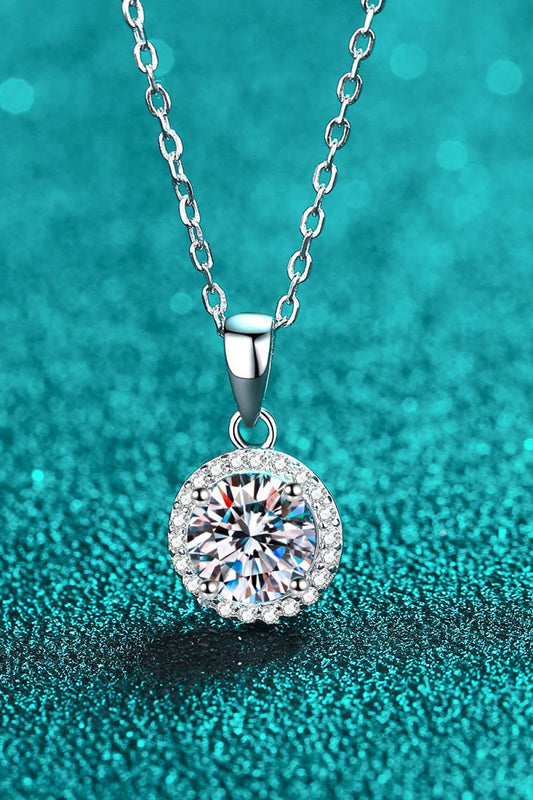 Chance to Charm 1 Carat Moissanite Round Pendant Chain Necklace BLUE ZONE PLANET