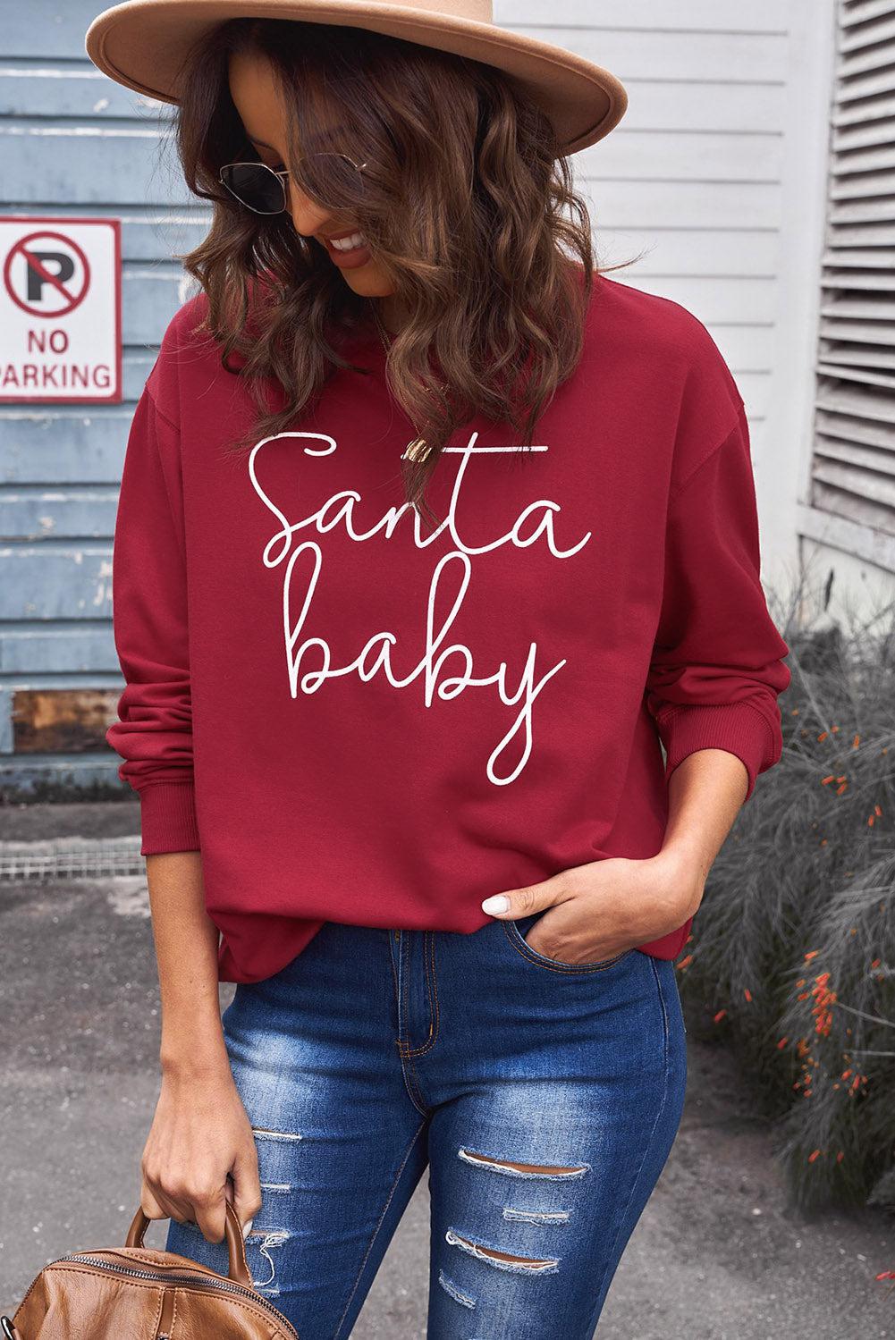 Chirstmas SANTA BABY Graphic Sweatshirt BLUE ZONE PLANET