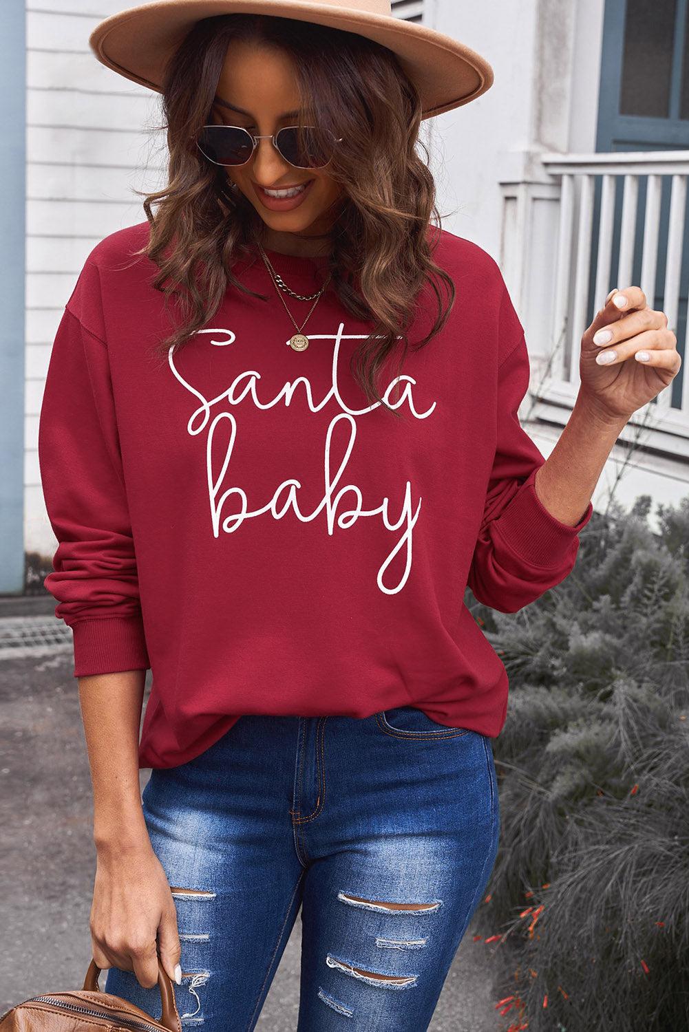 Chirstmas SANTA BABY Graphic Sweatshirt BLUE ZONE PLANET