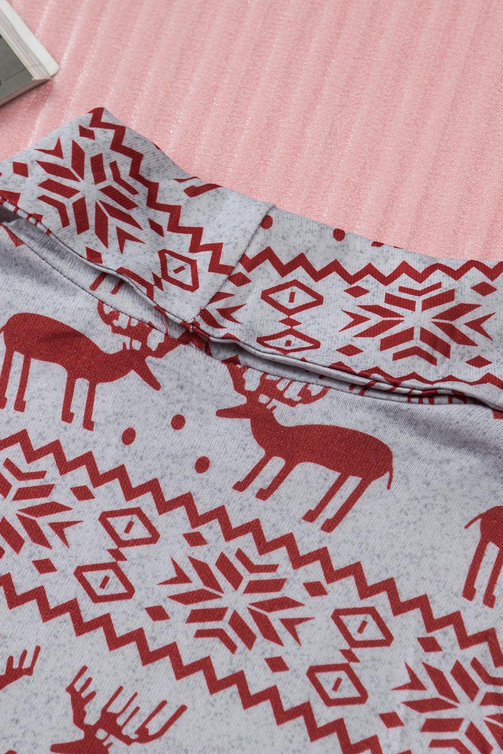 Christmas Reindeer Print Turtleneck Knit Top BLUE ZONE PLANET