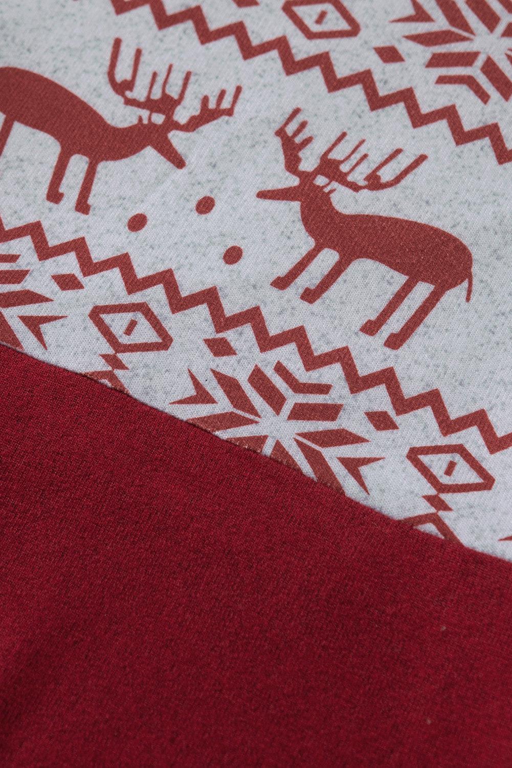 Christmas Reindeer Print Turtleneck Knit Top-TOPS / DRESSES-[Adult]-[Female]-2022 Online Blue Zone Planet